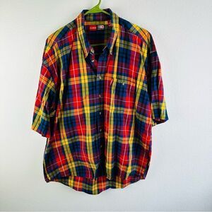 Raider Short‎ Sleeve Bright Colors Plaid Shirt Men’s Size XL